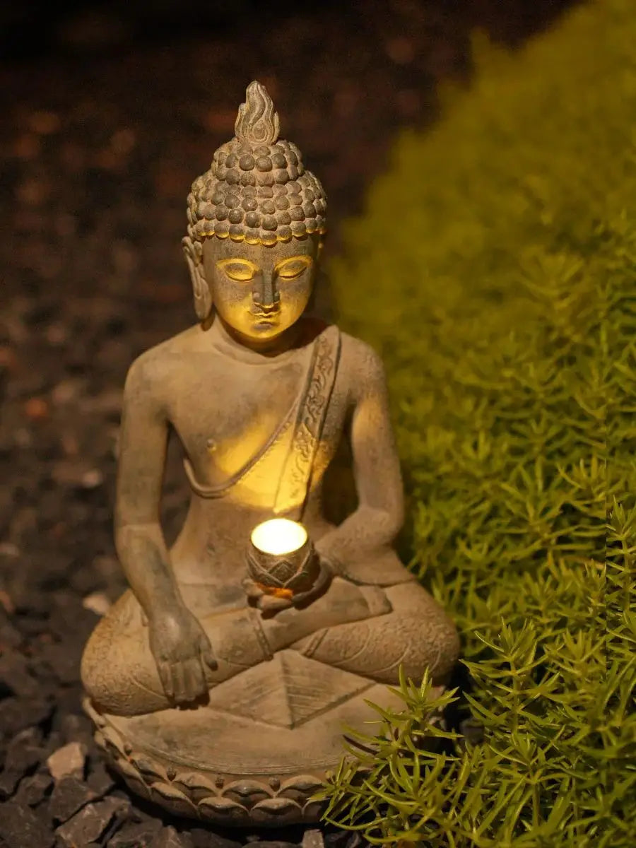 Solar Buddha Statue with LED Light β Peaceful Garden Accent