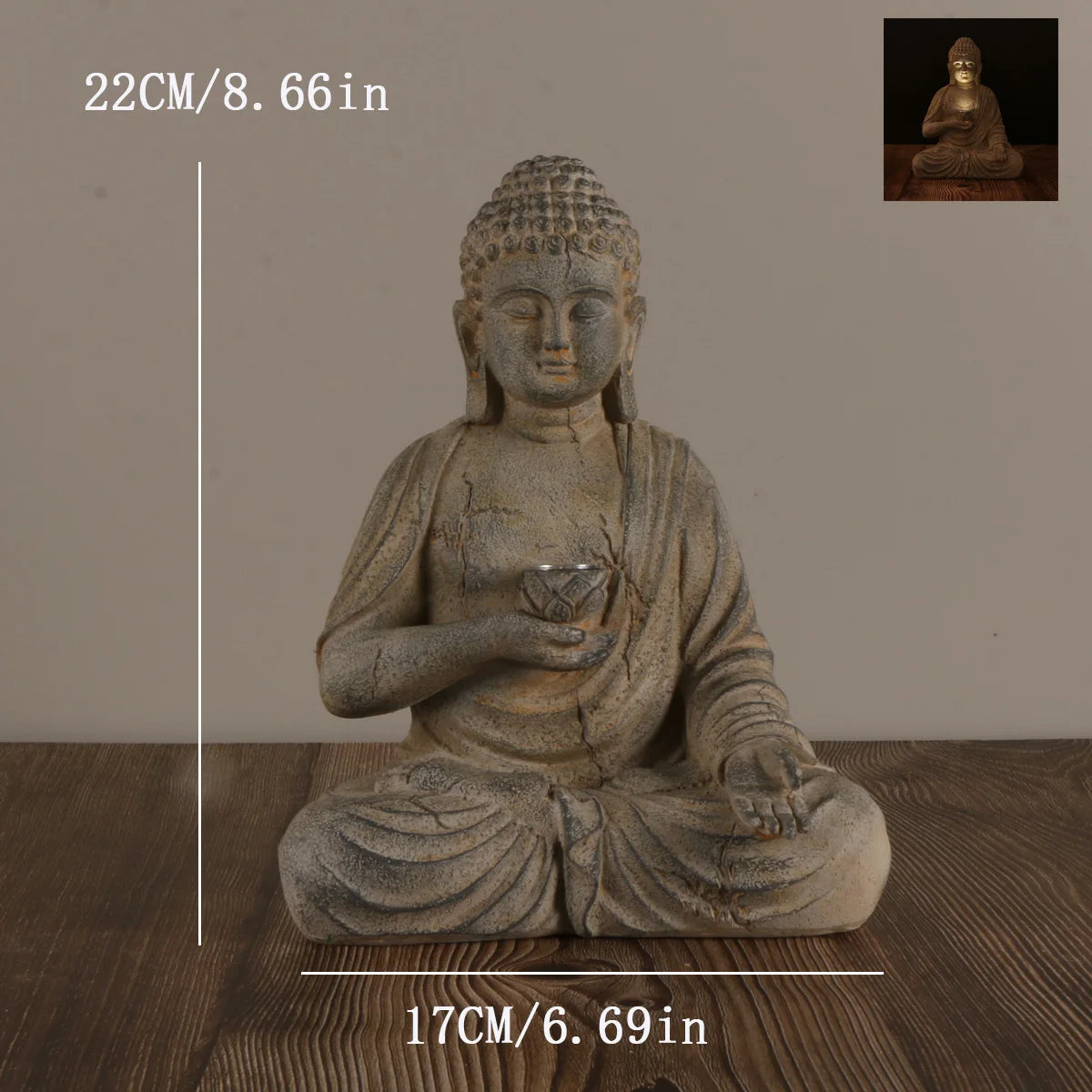 Solar Buddha Statue with LED Light β Peaceful Garden Accent