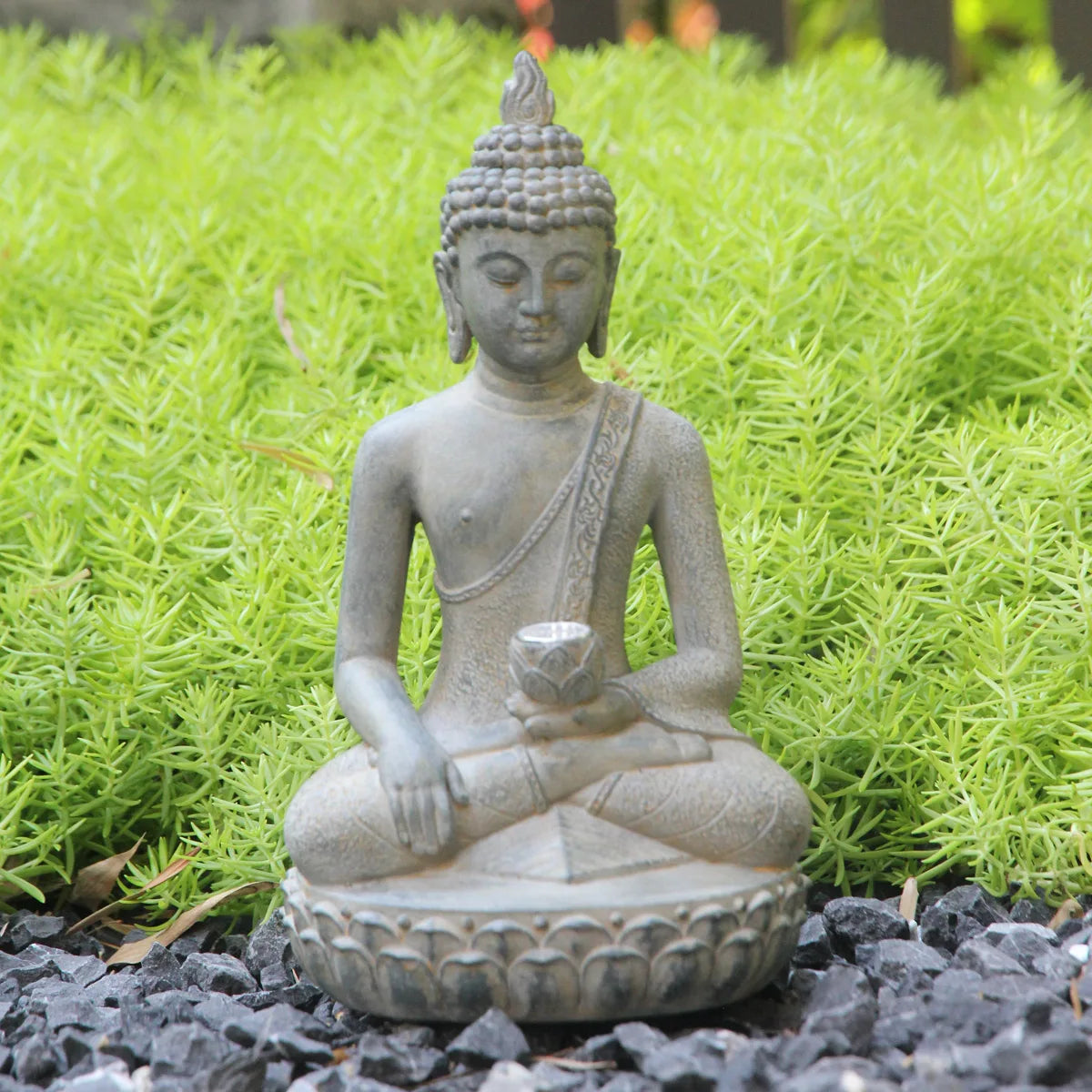 Solar Buddha Statue with LED Light – Peaceful Garden Accent