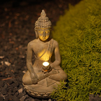 Solar Buddha Statue with LED Light – Peaceful Garden Accent